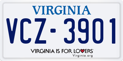 VA license plate VCZ3901