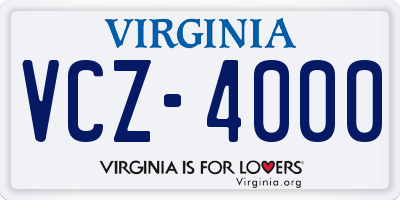 VA license plate VCZ4000