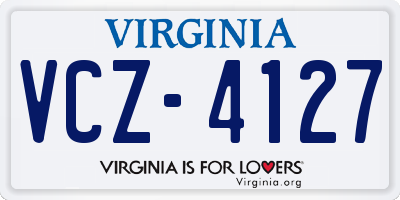 VA license plate VCZ4127