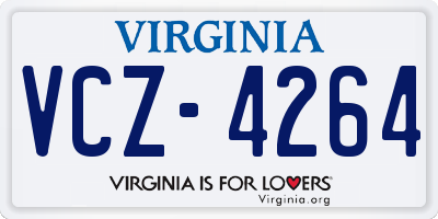 VA license plate VCZ4264