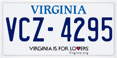VA license plate VCZ4295