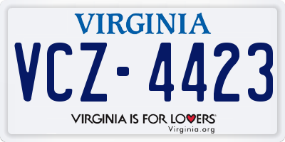 VA license plate VCZ4423