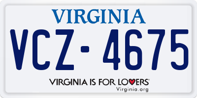 VA license plate VCZ4675