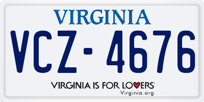 VA license plate VCZ4676