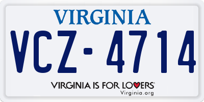 VA license plate VCZ4714