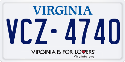 VA license plate VCZ4740