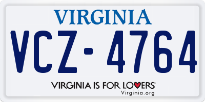 VA license plate VCZ4764