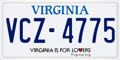 VA license plate VCZ4775
