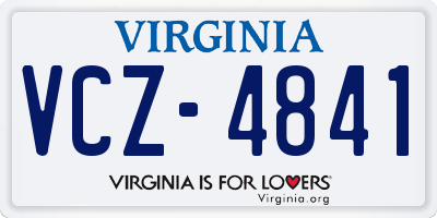 VA license plate VCZ4841