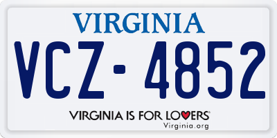 VA license plate VCZ4852