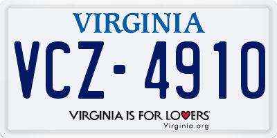 VA license plate VCZ4910