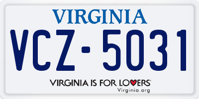 VA license plate VCZ5031