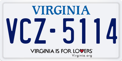 VA license plate VCZ5114