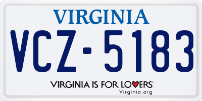 VA license plate VCZ5183