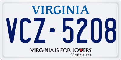 VA license plate VCZ5208