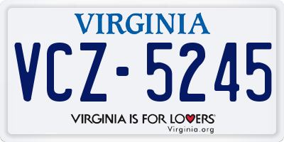 VA license plate VCZ5245