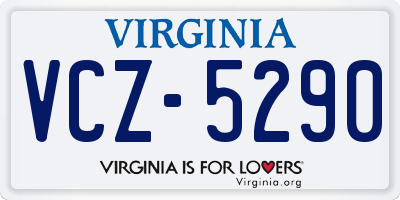 VA license plate VCZ5290