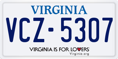 VA license plate VCZ5307