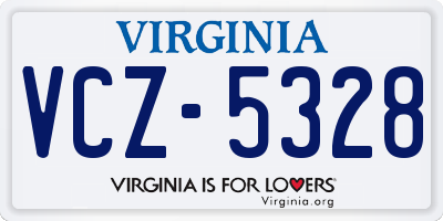 VA license plate VCZ5328