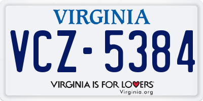 VA license plate VCZ5384