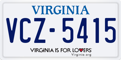 VA license plate VCZ5415
