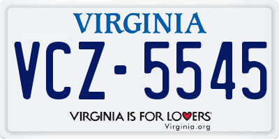 VA license plate VCZ5545