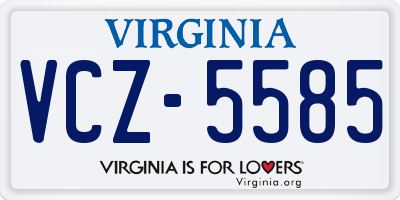VA license plate VCZ5585