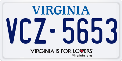 VA license plate VCZ5653