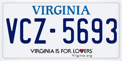 VA license plate VCZ5693