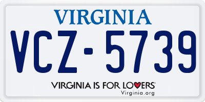 VA license plate VCZ5739