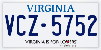 VA license plate VCZ5752