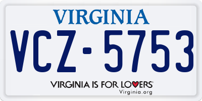 VA license plate VCZ5753