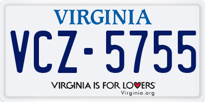 VA license plate VCZ5755