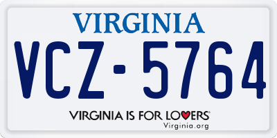 VA license plate VCZ5764