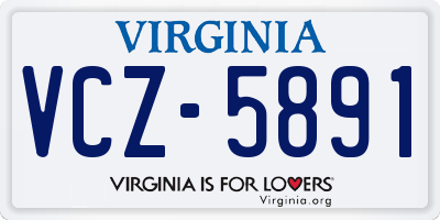 VA license plate VCZ5891
