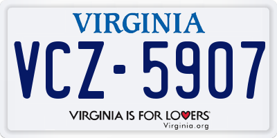 VA license plate VCZ5907