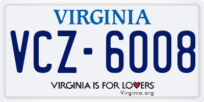 VA license plate VCZ6008