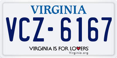 VA license plate VCZ6167
