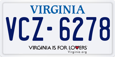 VA license plate VCZ6278