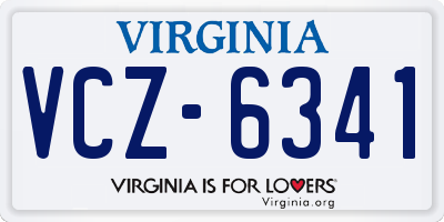 VA license plate VCZ6341