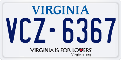 VA license plate VCZ6367