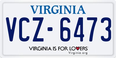 VA license plate VCZ6473