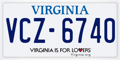 VA license plate VCZ6740