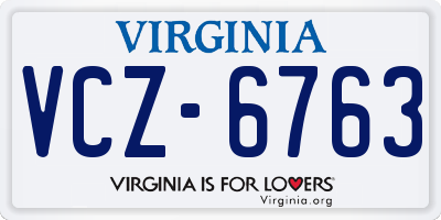 VA license plate VCZ6763