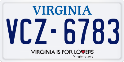 VA license plate VCZ6783
