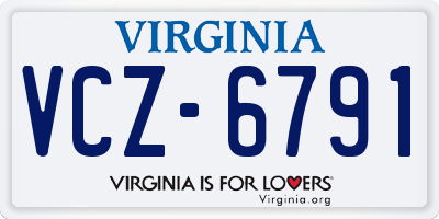 VA license plate VCZ6791