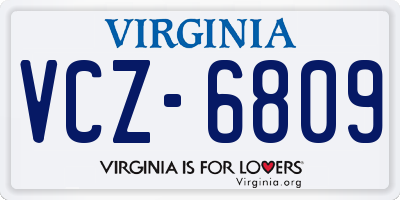 VA license plate VCZ6809