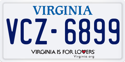 VA license plate VCZ6899