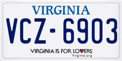 VA license plate VCZ6903