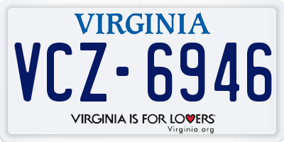 VA license plate VCZ6946